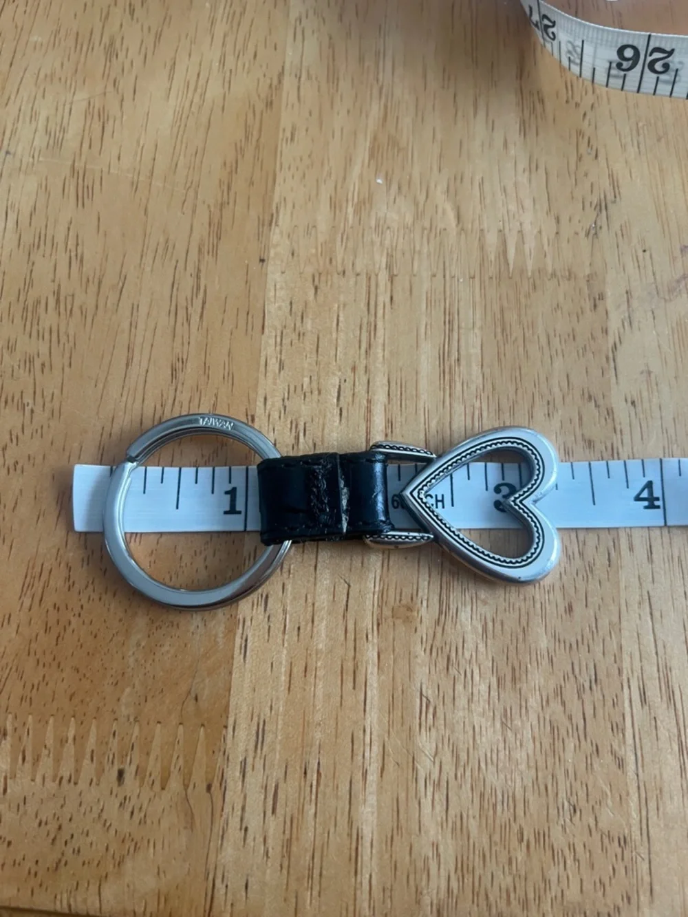 Vintage BRIGHTON leather key chain hearted shape 3.25” long